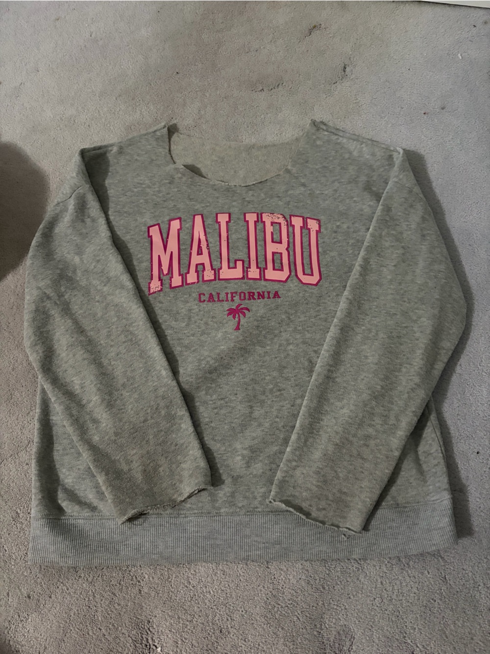 Malibu California Grey Women's off shoulder sweatshirt SHEIN